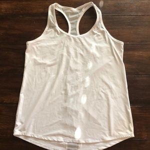 White Fabletics Tank with mesh back